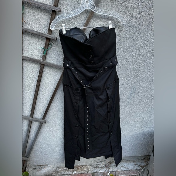 Rokh x H&M Bandeau Dress With Leather Bra Black - Picture 10 of 16